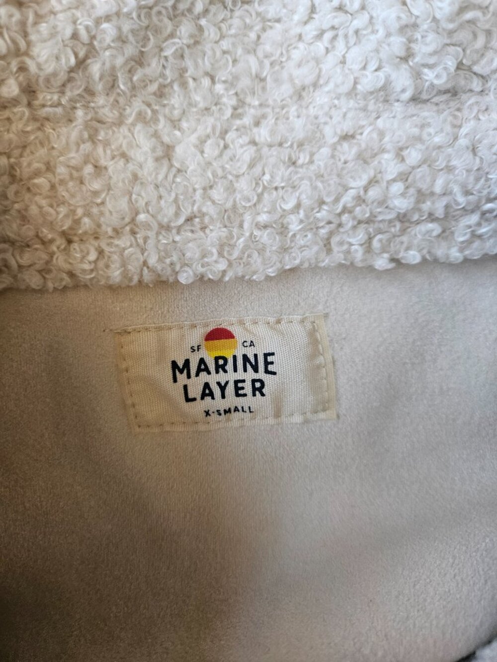 Marine Layer sherpa shearling cream ivory moto cropped women's coat jacket XS - Picture 2 of 4